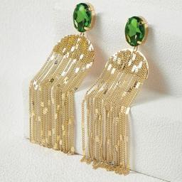 Emerald green golden drop Decor Earring