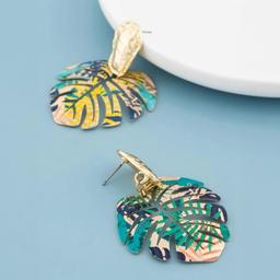 Multicolor leaf earring
