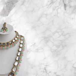 Pink and blue choker and long necklace set