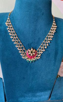 Gold plated half moon necklace 